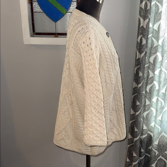 Kilronan Knitwear 100% Pure New Wool Cropped Sleeve Cardigan Sweater SZ Large - Picture 5 of 7